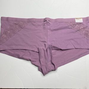 Purple cotton boyshort panty with lace trim NWT Lane Bryant plus size panties